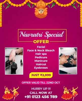 Vibrant Navratri Festival Spa Offers Poster Template