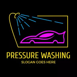 Vibrant Neon Blue and Pink Car Cleaning Pressure Washing Logo Template