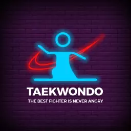 Vibrant Neon Blue Taekwondo Symbolizing Discipline and Focus Logo Template