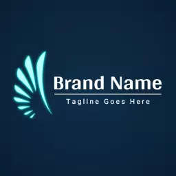 Vibrant Neon Blue Wing Design for Brand Identity Logo Template