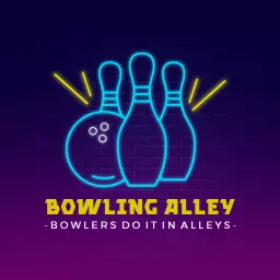 Vibrant Neon Bowling Alley Scene with Classic Pins Logo Template