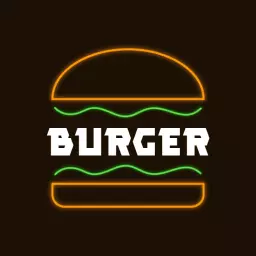 Vibrant Neon Burger Design Showcasing Delicious Food Logo Template