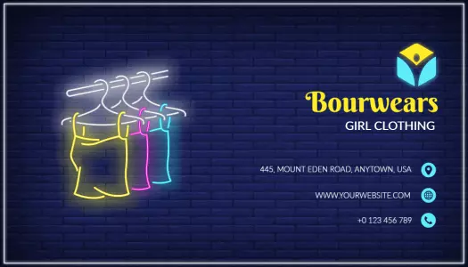 Vibrant Neon Fashion Hangars for Girl Clothing Business Card Template