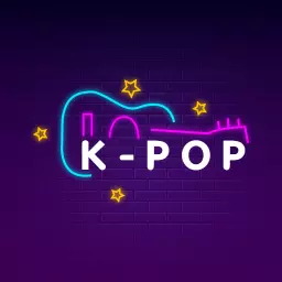 Vibrant Neon Guitar Design Celebrating K-Pop Culture Logo Template