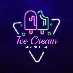 Vibrant Neon Ice Cream Delight Logo Template