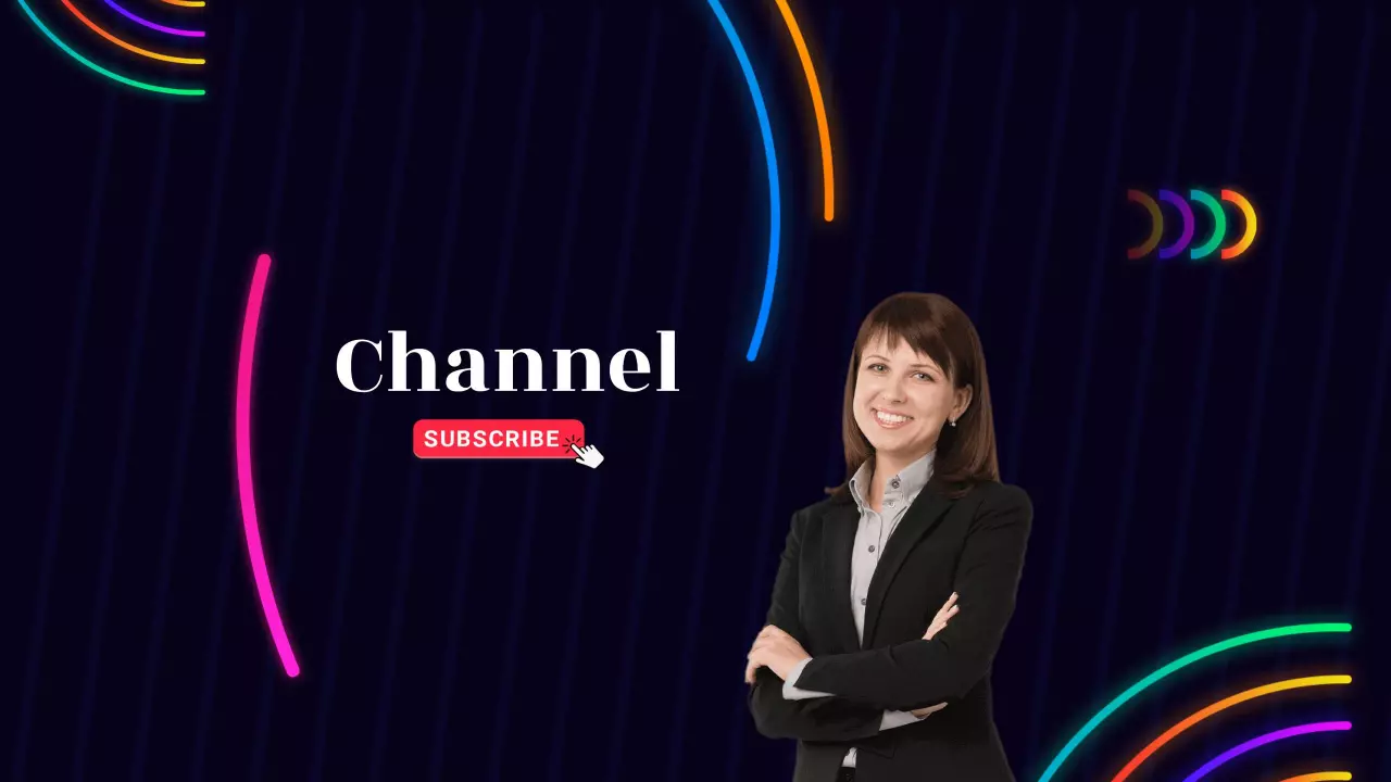 Vibrant Neon Lines and Professional Imagery YouTube Channel Banner Template