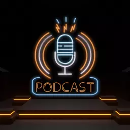 Vibrant Neon Microphone Design for Engaging Podcast Logo Template