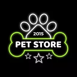 Vibrant Neon Paw and Bone Design for Pet Store Logo Template