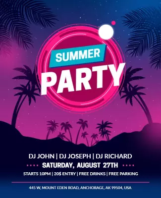Vibrant Neon Summer Beach Party Poster Template