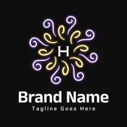 Vibrant Neon Swirl Design with Unique Letter H Logo Template