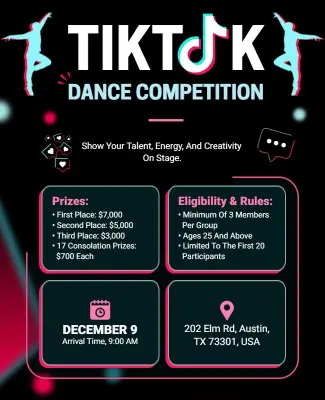 Vibrant Neon TikTok Dance Showdown Competition Flyer Template
