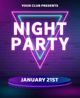 Vibrant Neon Triangle Night Party Flyer Template