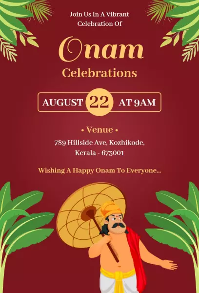 Vibrant Onam Festival Celebration Invitation Template