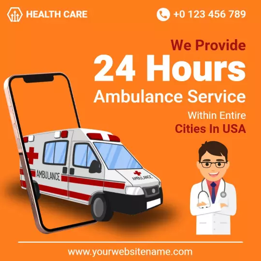 Vibrant Orange 24-Hour Ambulance Service Promotion Ad Template