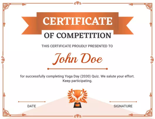 Vibrant Orange Achievement in Competition Certificate Template