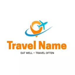 Vibrant Orange and Blue Design for Exciting Travelling Logo Template