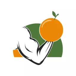 Vibrant Orange and Green Fitness Strength Logo Template