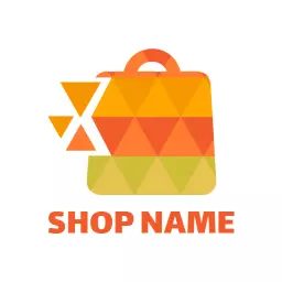 Vibrant Orange and Green Geometric Bag Design Logo Template