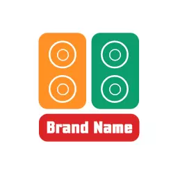 Vibrant Orange and Green Speaker Design for Sound Quality Logo Template