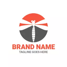 Vibrant Orange and Grey Dragonfly Design Logo Template