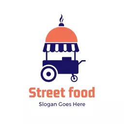 Vibrant Orange and Navy Food Cart for Street Food Logo Template