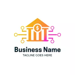 Vibrant Orange and Pink Digital Banking Services Logo Template