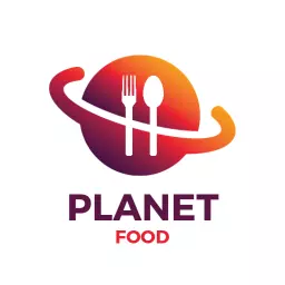 Vibrant Orange and Purple Culinary Planet Food Logo Template