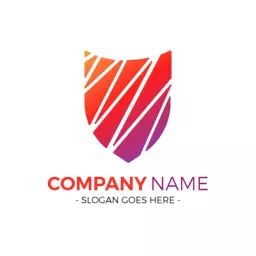 Vibrant Orange and Purple Shield Design Representing Security Logo Template