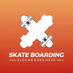 Vibrant Orange and White Skateboarding Logo Design Idea Logo Template