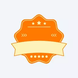 Vibrant Orange Badge Design with Blank Space Features Logo Template