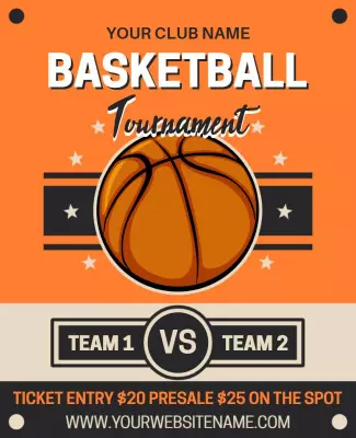 Vibrant Orange Basketball Tournament Competition Poster Template