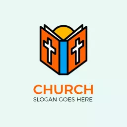 Vibrant Orange Book with Crosses Ideal for Church Logo Template