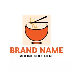 Vibrant Orange Bowl of Noodles Representing Chinese Food Logo Template