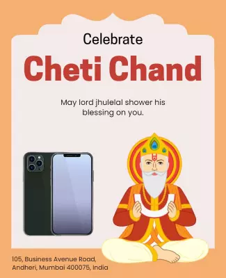 Vibrant Orange Cheti Chand Festival Celebration Poster Template