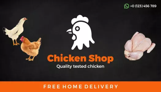 Vibrant Orange Chicken Shop Fresh Poultry Business Card Template