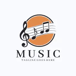 Vibrant Orange Circle with Musical Notes for Music Logo Template