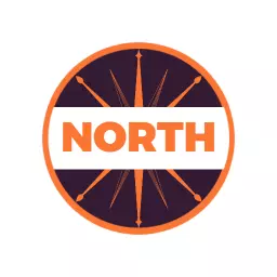Vibrant Orange Compass Design Representing North Direction Logo Template