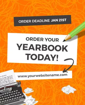 Vibrant Orange Creative Yearbook Ordering Announcement Poster Template