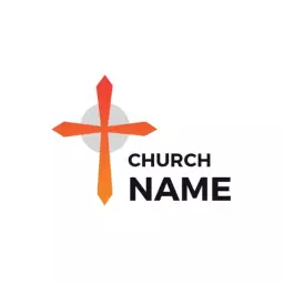 Vibrant Orange Cross Symbolizing Faith in Community Church Logo Template