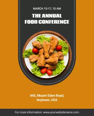 Vibrant Orange Culinary Conference Food Event Poster Template