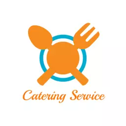 Vibrant Orange Dining Tools Representing Catering Service Logo Template