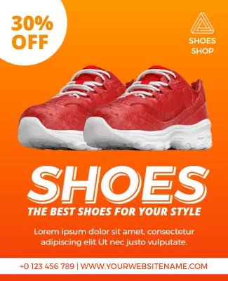 Vibrant Orange Discount Shoe Store Flyer Template