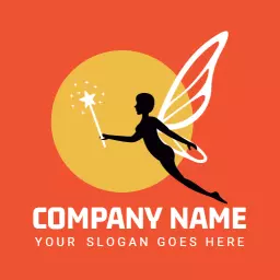 Vibrant Orange Fairy Design with Magical Elements Logo Template