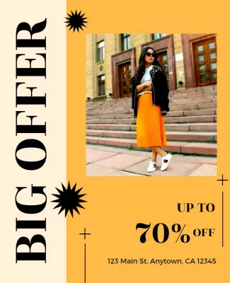 Vibrant Orange Fashion Sale Big Offer Poster Template