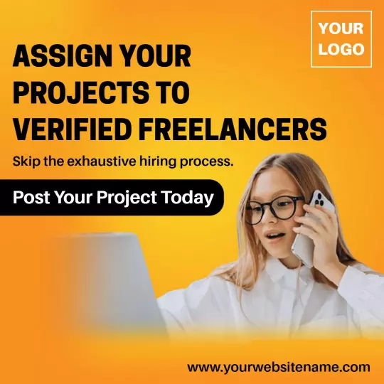 Vibrant Orange Freelancer Project Assignment Promotion Ad Template