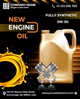 Vibrant Orange Fully Synthetic Engine Oil Promotion Poster Template