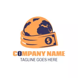 Vibrant Orange Globe with Money Representing Company Logo Template