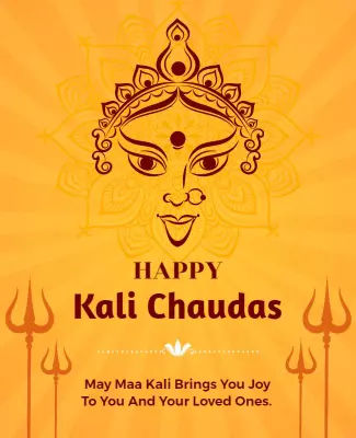 Vibrant Orange Goddess Kali Festival Celebration Poster Template