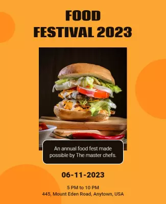 Vibrant Orange Gourmet Food Festival Poster Template