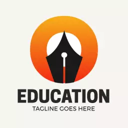 Vibrant Orange Gradient Ink Pen Design for Education Logo Template